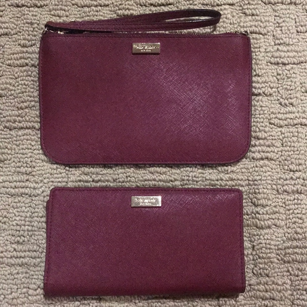 NWT Kate Spade Wallet and wristlet wine color